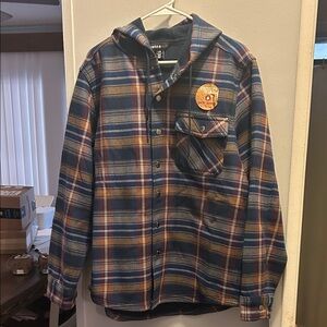 Swiss Alps Men's Plaid Insulates Shirt Jacket - Blue Red Brown